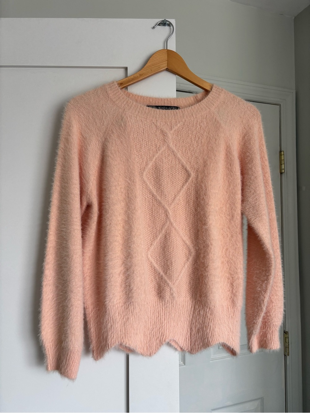 Haute rogue Soft Peach Fuzzy Knit Sweater - Women's Long Sleeve